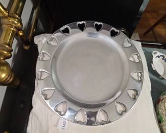 Mexican Cast Metal Pierced Heart Cake Plate