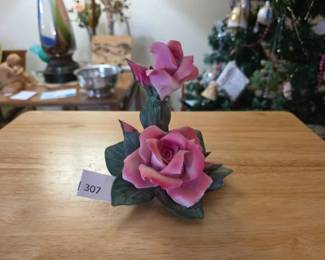 Napoleon Capodimonte Italian Porcelain Pink Rose Figurine