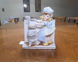 MCM Glazed Ceramic Girl Chef Novelty Planter