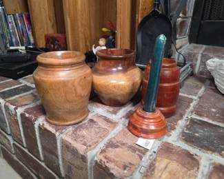 Studio Turned Wood Vessels and a Candle Holder