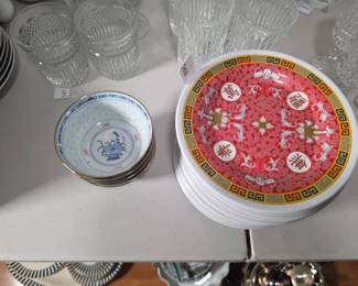 Four Jingdezhen Rice Grain Porcelain Bowls