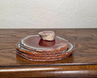 Polished Agate Coasters and a Stone Specimen