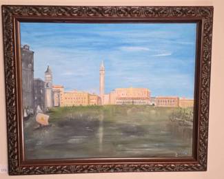 Venetian Cityscape, Oil on Canvas Signed by SFR