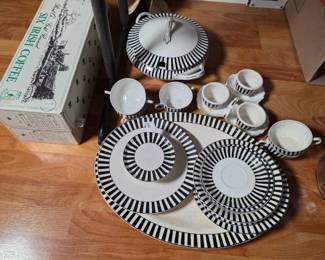 Black and White Striped Ceramic Dinnerware