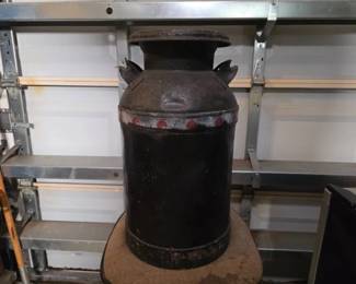 10 Gallon Milk Can with Painted Heart Border