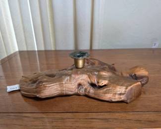 Rustic Natural Wood Burl SingleCandle Holder