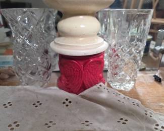 A Group of Five Cut Glass Decorative Items