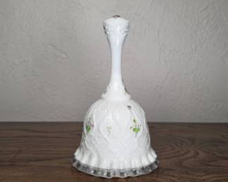 Fenton Hand Painted Milk Glass Bell Signed