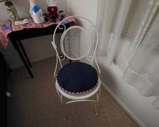 A White Painted Wrought Iron Bistro Side Chair