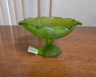 Westmoreland Art Glass Green Mist Lotus Compote
