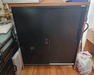MCM Style Black Metal Office Cabinet