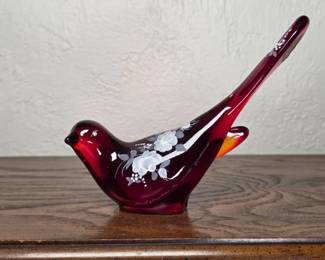 Fenton Ruby Amberina Hand Painted by Linda Hubbard