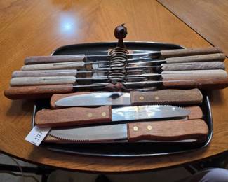 Adcraft Gaucho Pattern Steak Knives Spring Holder