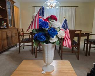 MCM American Opaque White Milk Glass Footed Vase