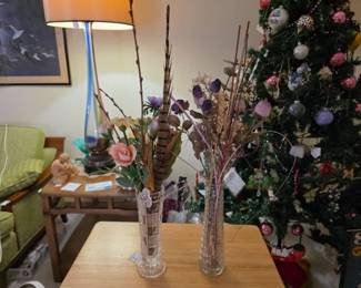 Two Clear Pressed Glass Bud Vases