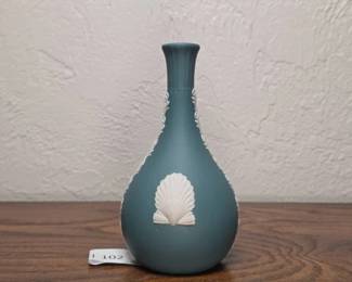 Wedgwood Teal Jasperware Shell Bud Vase