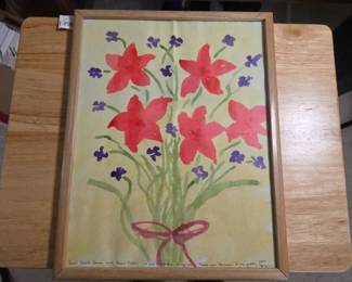 Jacquie, Naive Style Floral Watercolor on Paper