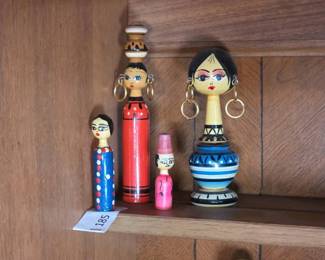 AHand-Painted Wooden Folk Art Dolls