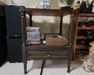 Neoclassical Style Two Tier Side Table w/ Drawer