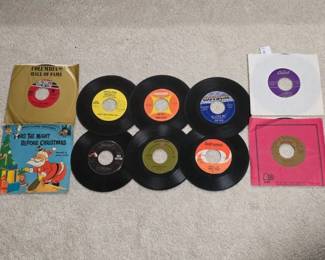 Ten 45 RPM Vinyl Records Featuring Various Artists