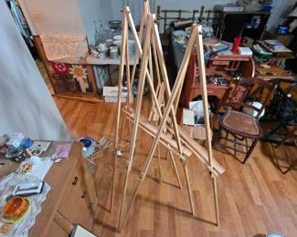 Contemporary Light Wood A-Frame Floor Easels