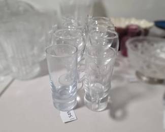 Eight Clear Glass Cordial and Liqueur Vessels