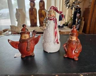 Ceramic Winter Snowman Figurines