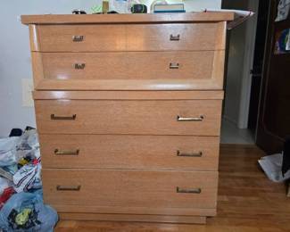 MCM Blonde Wood Highboy Chest Red Lion Furniture
