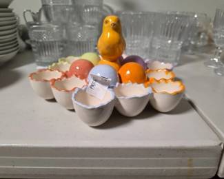 Figural Ceramic Easter Egg Serving Tray