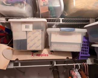 Sterilite Storage Bins, Advertising Tins, and Household Items