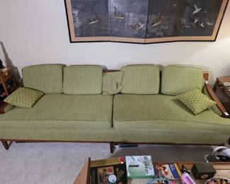 MCM Eight-Foot Four-Seat Sofa, Lime Green Fabric
