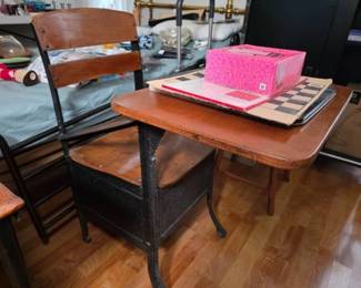 American Industrial School Desk and Chair Unit
