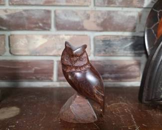 Hand-Carved Ironwood Owl Figurine