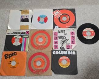 Ten 45 RPM Vinyl Records Featuring Various Artists