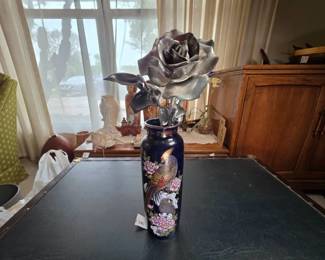 Japanese Kutani Cobalt Blue Porcelain Vase