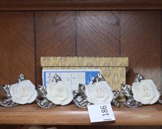 Four Decorative Ornaments with Metal Bases