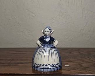 Delfts Holland Figural Dutch Girl Ceramic Bell
