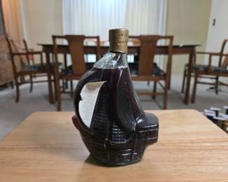 Italian Figural Sailing Ship Glass Wine Bottle