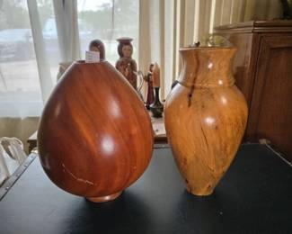 Two Studio-Turned Wooden Vases
