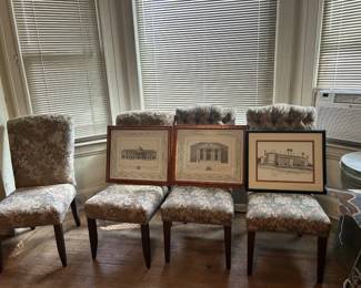 High-backed chairs and artwork