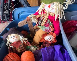 Fall Harvest Scarecrow and Pumpkin Decor Set - Annalee Dolls Style