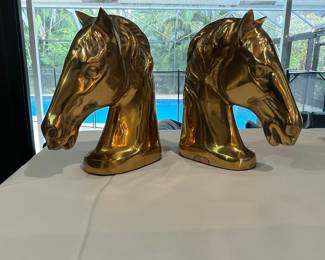 Brass Horse Head Bookends