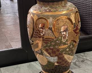 Satsuma Ware Vase with Samurai and Dragon Scene