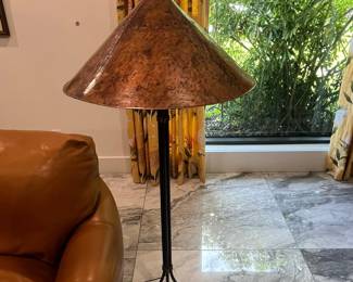 Hammered Copper Cone Shade Floor Lamp in the style of Arts and Crafts