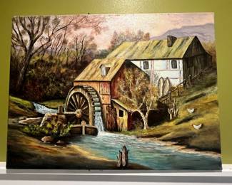 Watermill Landscape Painting by B.L. Lorenz