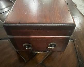 Antique Wooden Jewelry Box with Brass Hardware