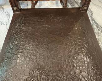 Renaissance Revival Carved Leather and Wood Side Chair
