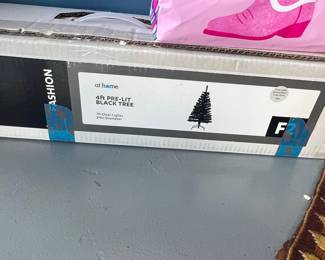 At Home 4ft Pre-Lit Black Artificial Christmas Tree