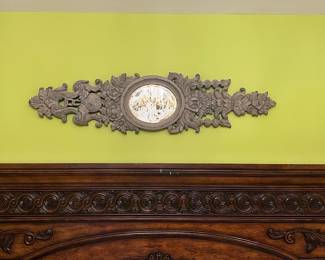 Ornate Giltwood Overmantel Mirror Frame with Floral Swag and Cartouche
