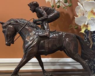 Bronze Sculpture of a Jockey on a Horse